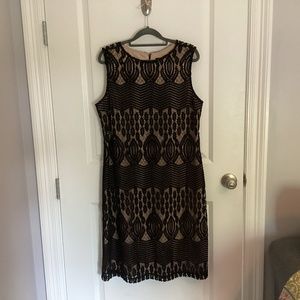Sharagano Petite  Black and Tan Lace Dress new condition, never worn, free ship